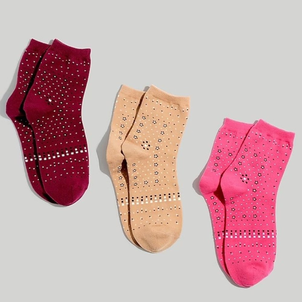Madewell Three-Pack Bandana Ankle Socks